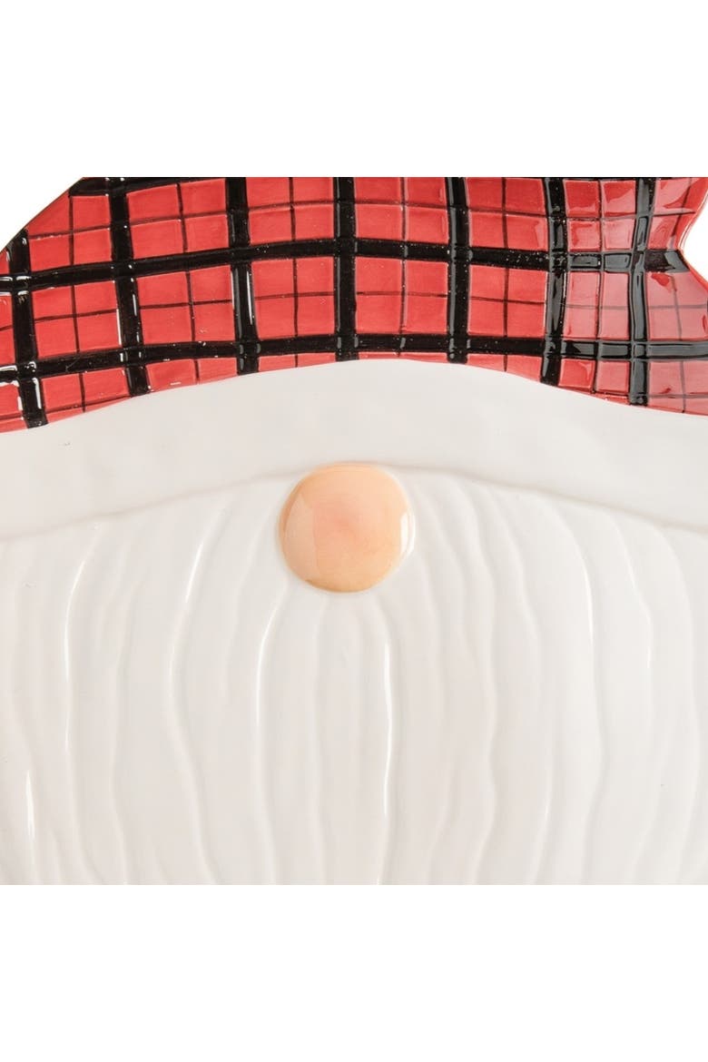 Plaid Gnome 3D Large Cookie Plate, Alternate, color, Red