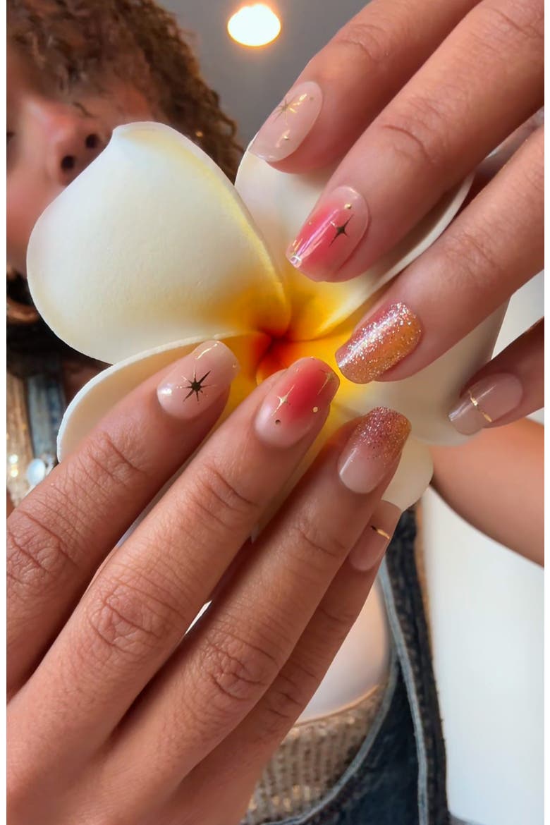 Sun-Cured Gel Nail Strips, Alternate, color, ORANGE GOLD GLITTER NEUTRAL