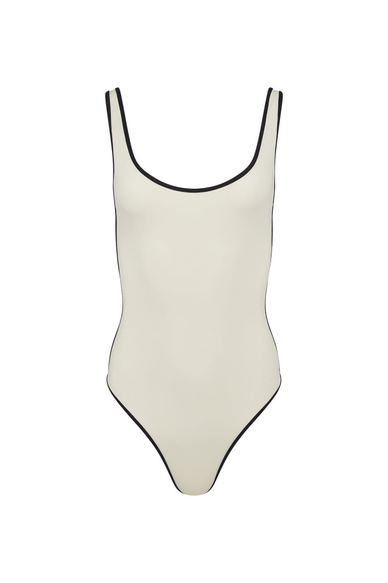 Arya High-Cut Leg One-Piece, Alternate, color, Egret/Black