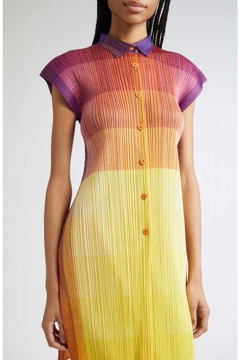 プリーツプリーズ　PHOTON シャツチュニック Pleats Please Issey Miyake Photon Print Pleated Shirtdress (Women