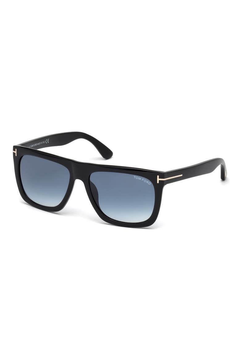 Morgan 57mm Gradient Rectangle Sunglasses, Alternate, color, SHINY BLACK/ GRADIENT BLUE