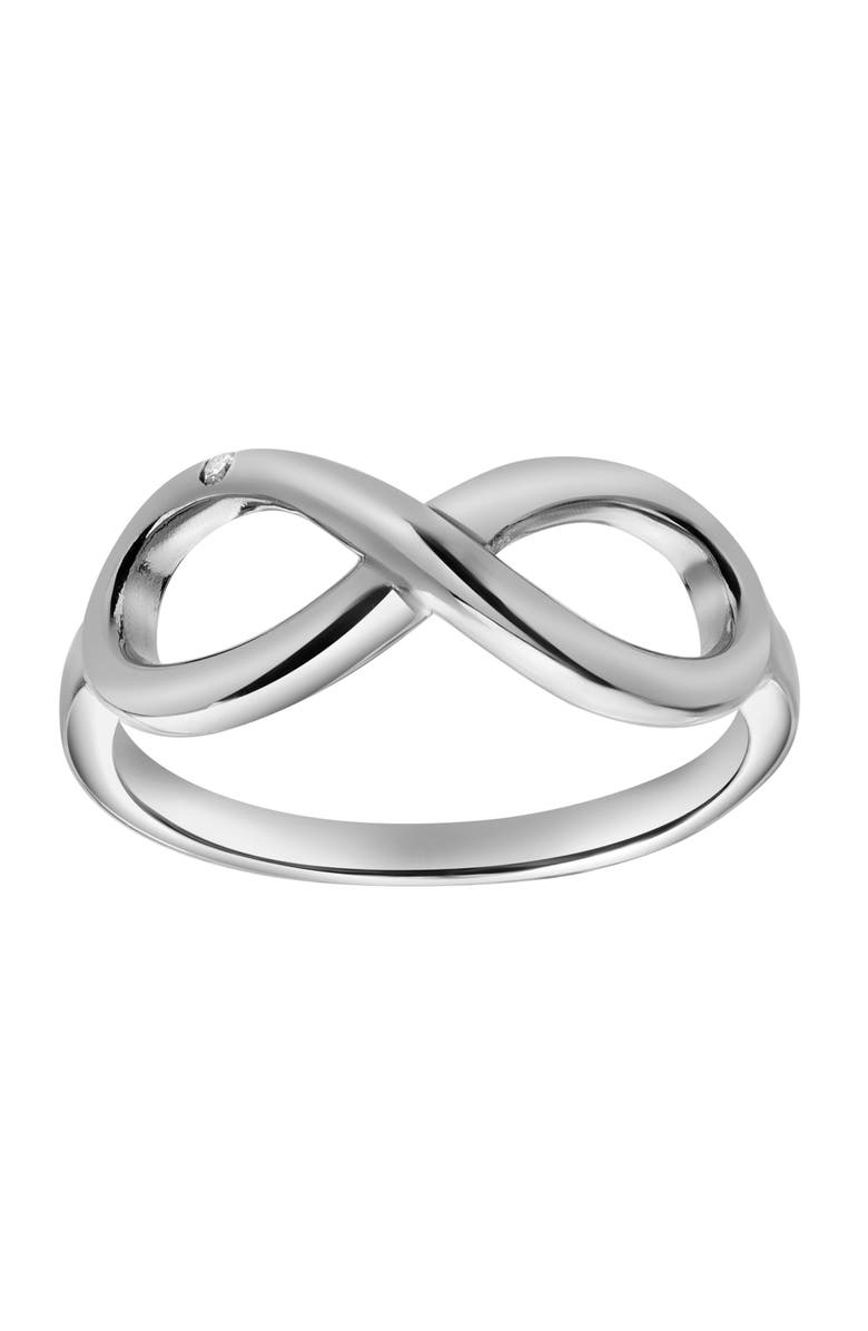 LuvMyJewelry Rielle Sterling Silver 0.01 Ct Diamond Infinity Ring, Main, color, 925 Sterling Silver