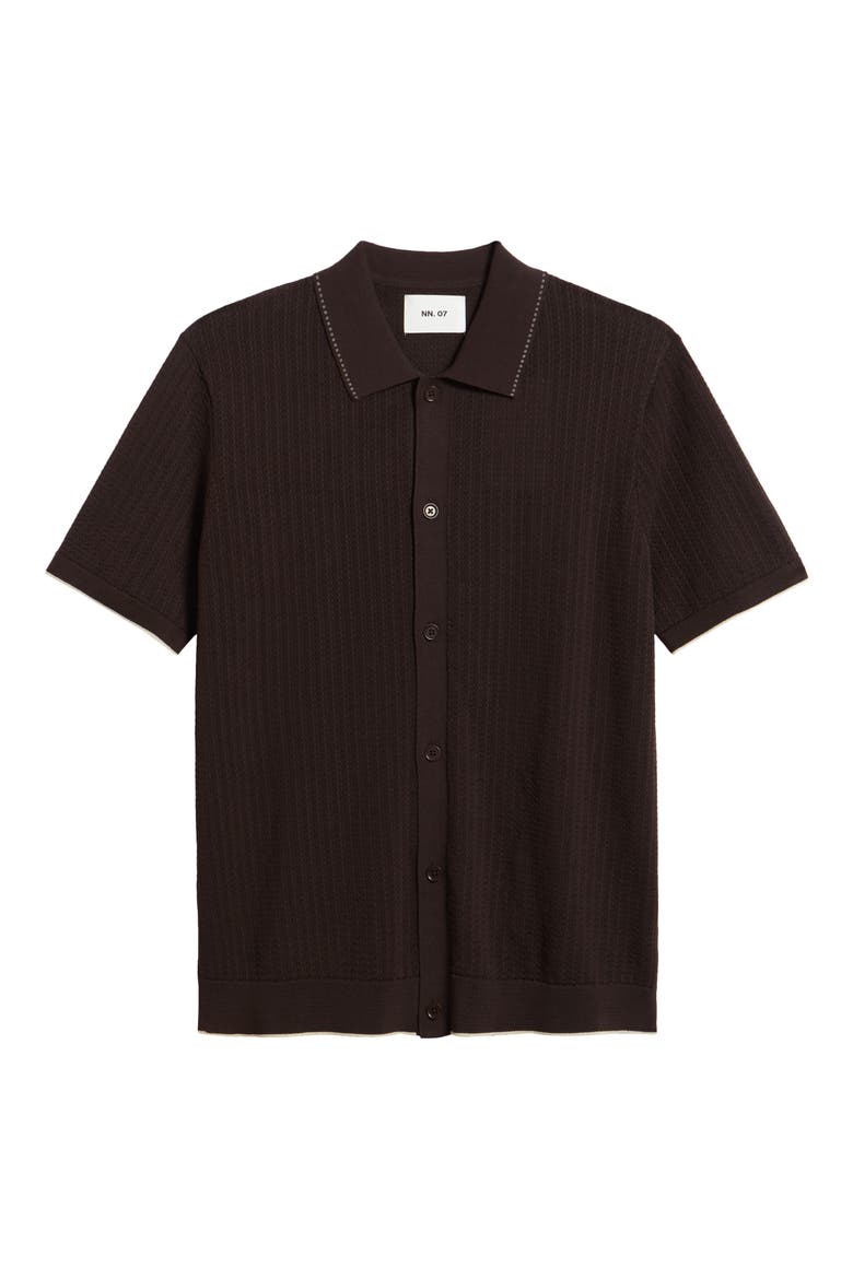 Nalo 60039 Tipped Polo Cardigan, Alternate, color, DEEP TRUFFLE