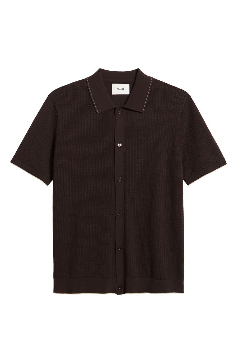 NN07 Nalo 60039 Tipped Polo Cardigan, Alternate, color, Deep Truffle