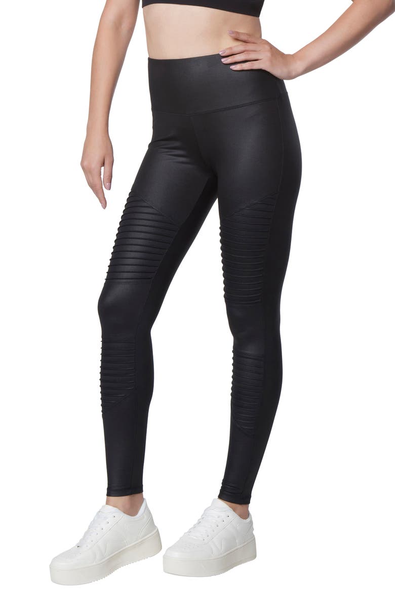 Andrew Marc Sport High Waist Liquid Moto Leggings, Alternate, color, 