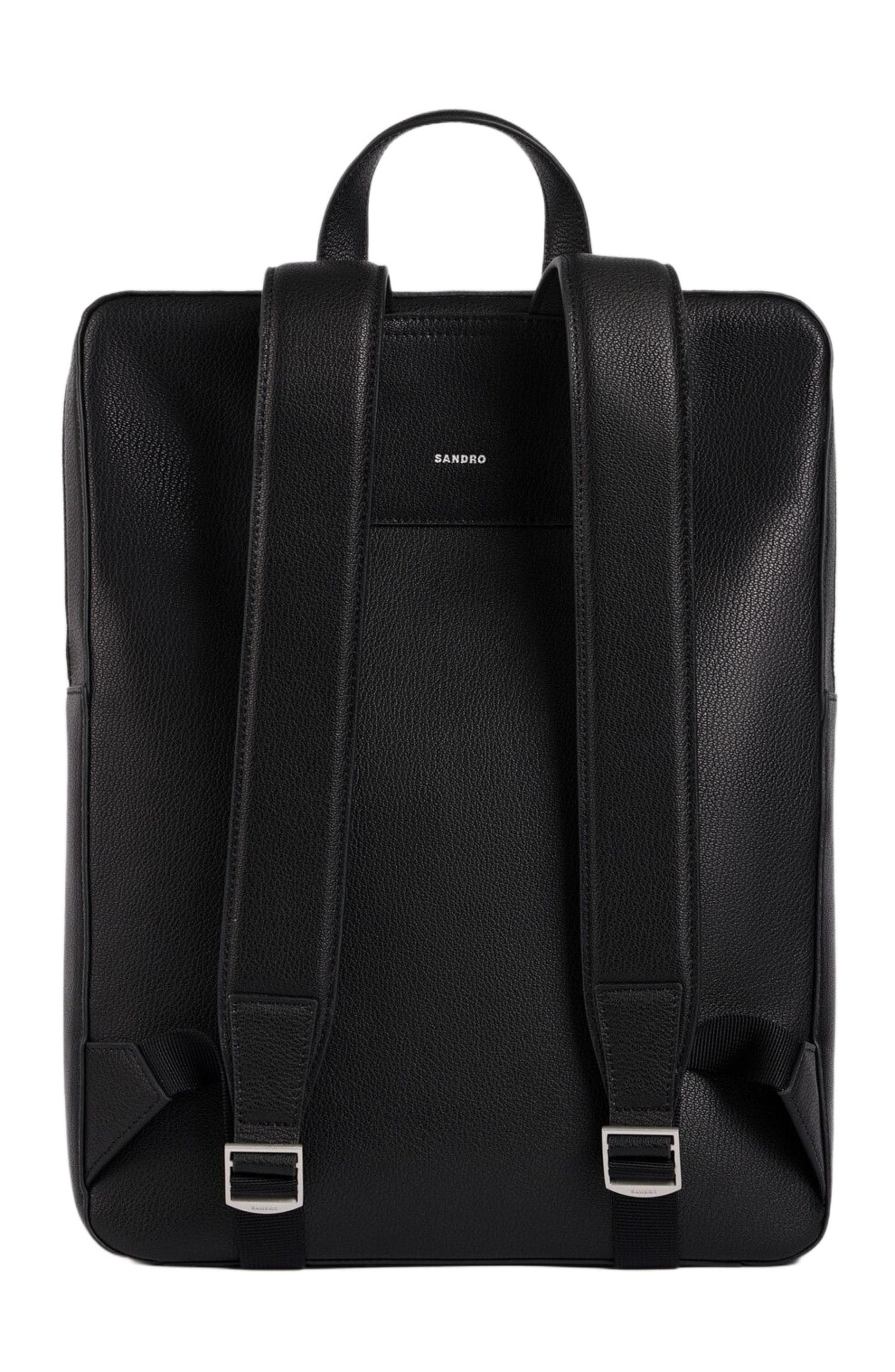Reconstituted leather rucksack, Alternate, color, Black