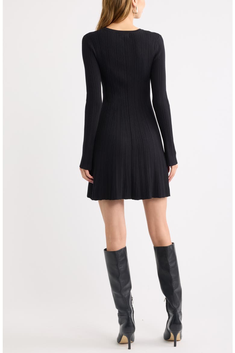 Ribbed Long Sleeve Sweater Minidress, Alternate, color, BLACK