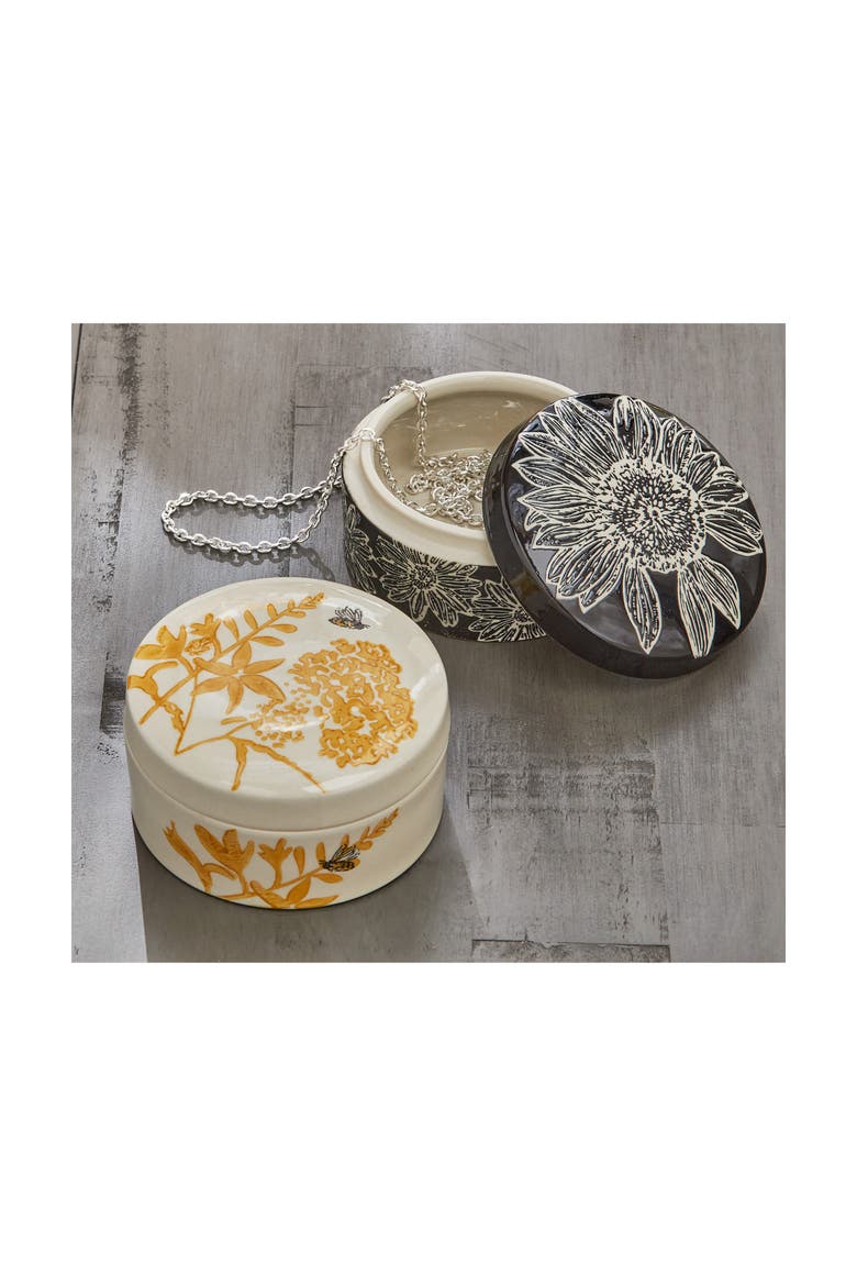 Let It Bee Dark Ceramic Trinket Dish Decorative Tray, Alternate, color, Black