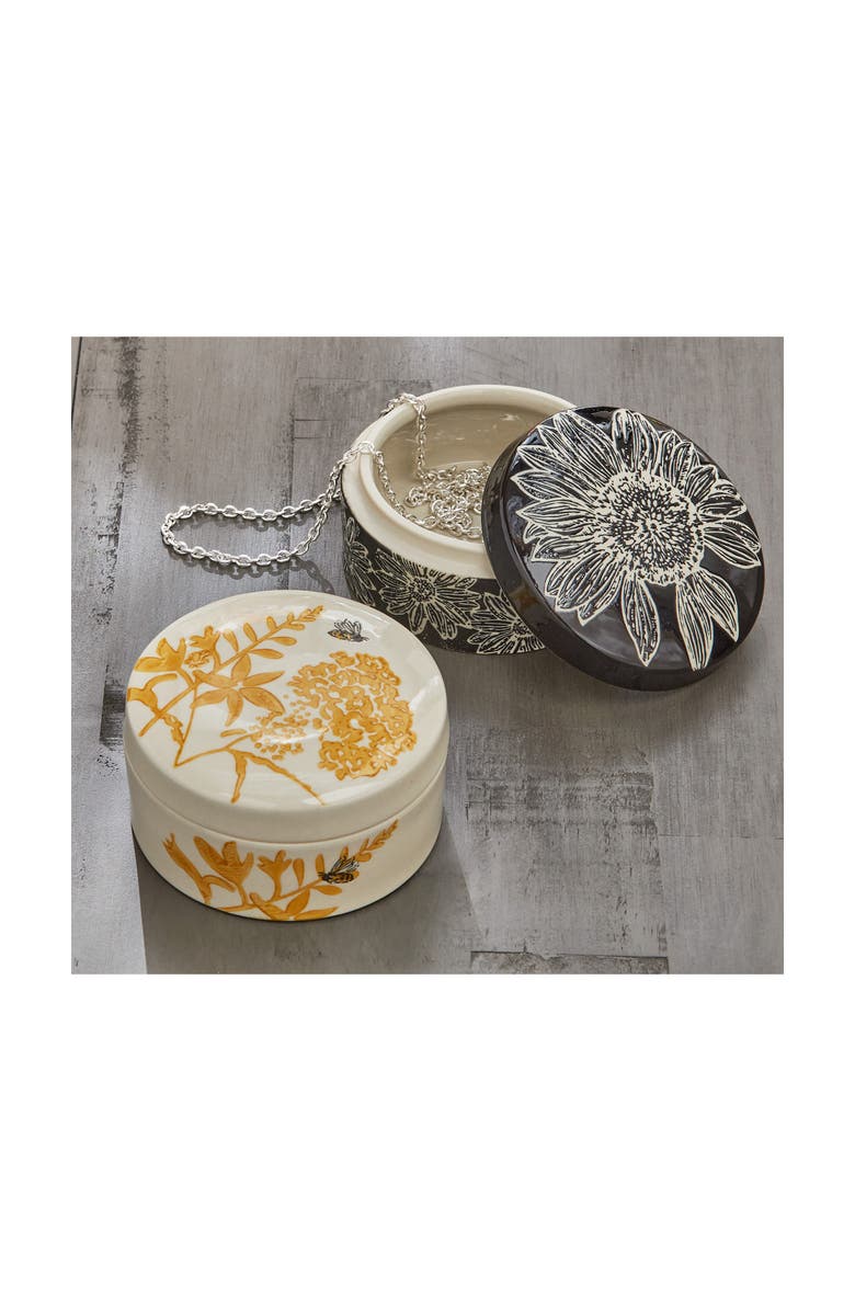 tag Let It Bee Dark Ceramic Trinket Dish Decorative Tray, Alternate, color, Black