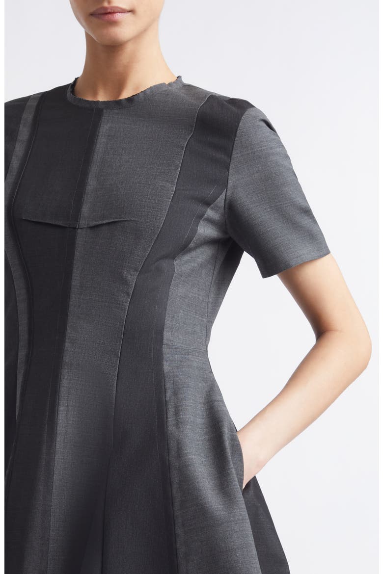 Paneled Tropical Wool Fit and Flare Minidress, Alternate, color, CHARCOAL MULTI