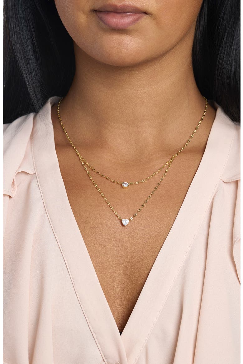 Cubic Zirconia Layered Chain Necklace, Alternate, color, GOLD