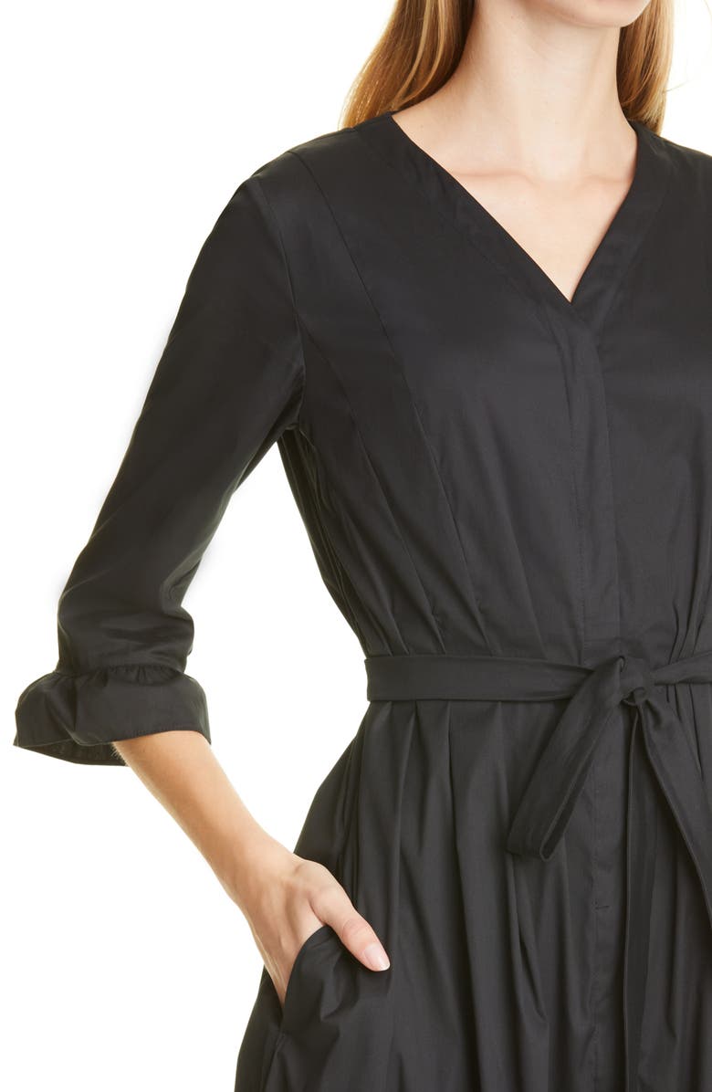 Max Mara Aere Ruffle Trim Poplin Midi Dress, Alternate, color, 