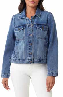 Kensie Puff Sleeve Crop Denim Jacket