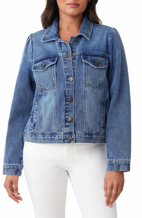 Kensie Puff Sleeve Crop Denim Jacket