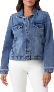 Kensie Puff Sleeve Crop Denim Jacket