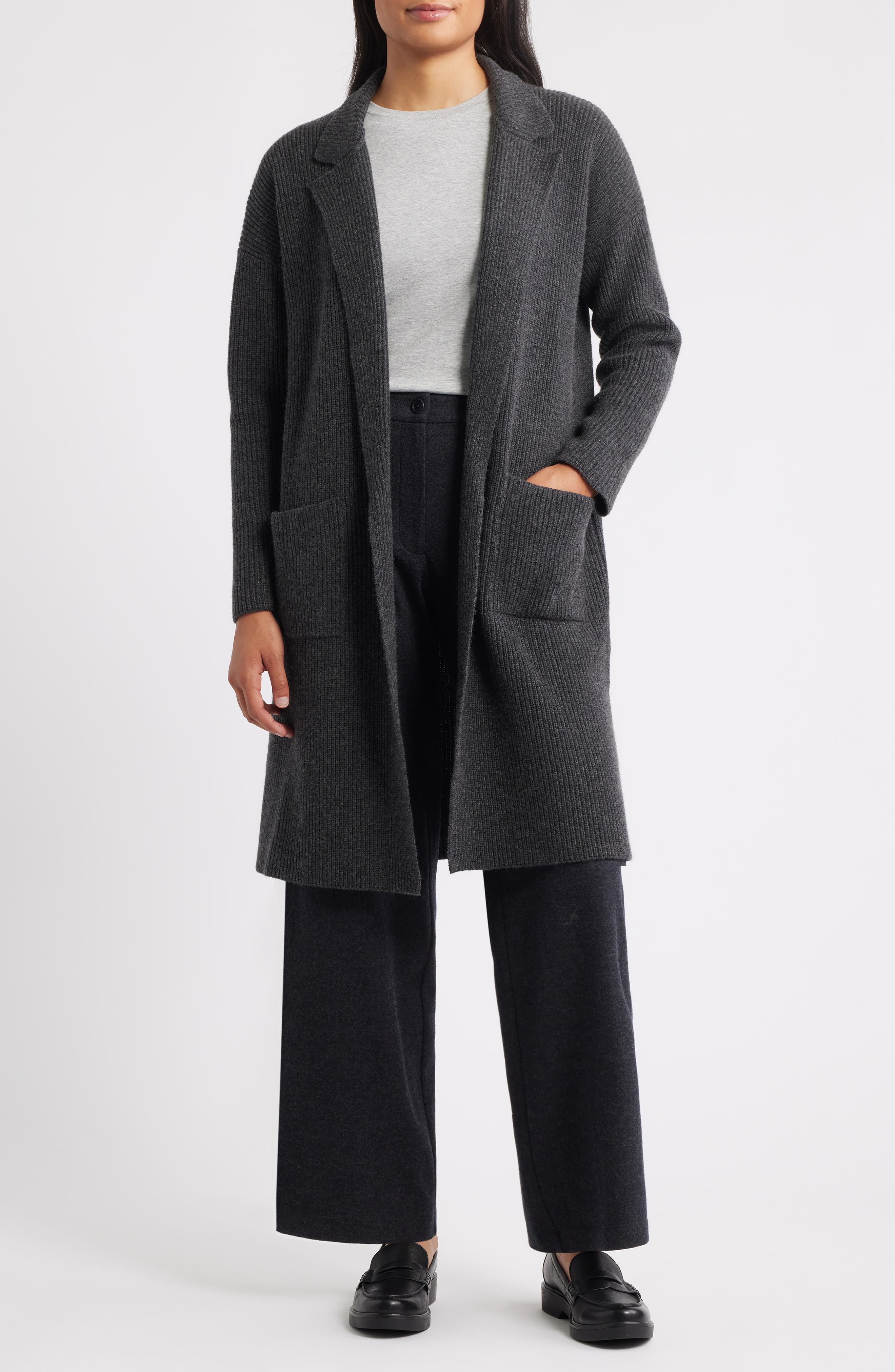 Eileen Fisher Rib Wool Coatigan