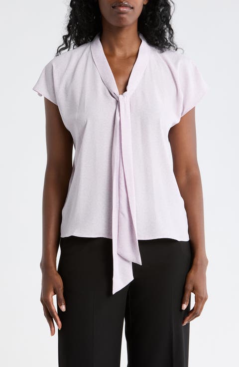 Tie Neck Flutter Sleeve Top