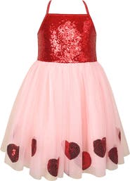 Zunie Kids' Heart Sequin Party Dress