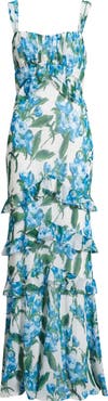 Julia Jordan Floral Ruffle Empire Waist Chiffon Gown