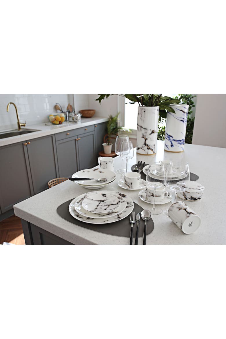 Marble Venice Fog Salad / Dessert Plate, Alternate, color, White