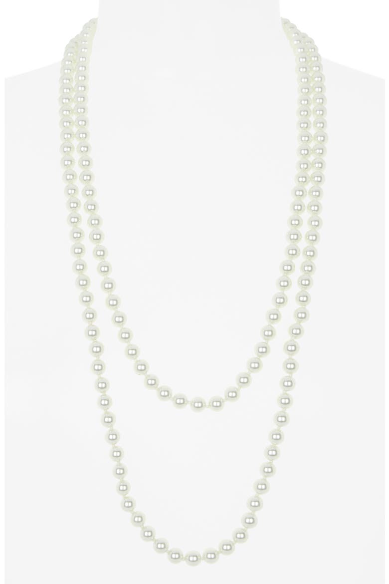 Faux Pearl Layered Necklace, Alternate, color, WHITE PEARL