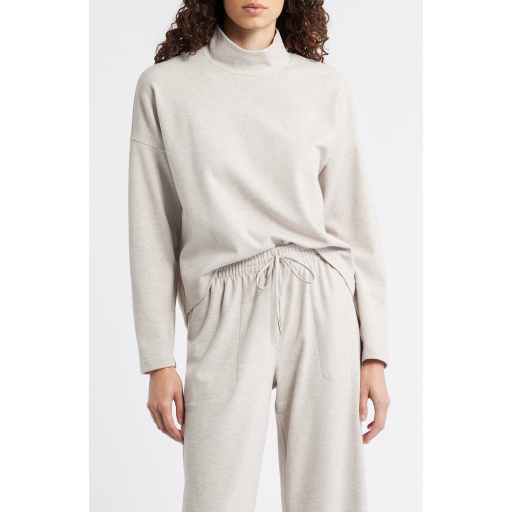 Caslonr Caslon(r) Drop Shoulder Turtleneck Sweatshirt In Neutral
