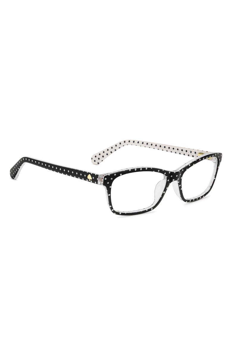 Kate Spade New York catrina 51mm rectangular optical glasses, Alternate, color, Black Pattern White