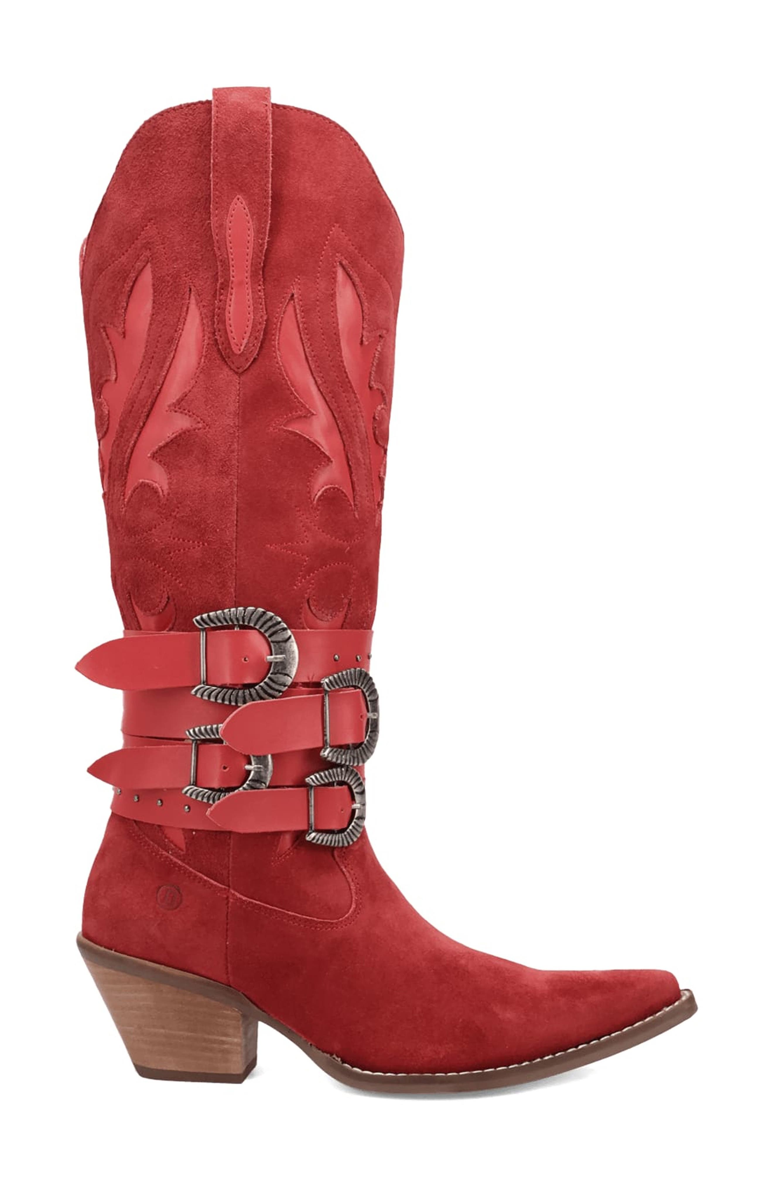 Buck Wild Knee High Western Boot, Alternate, color, RED