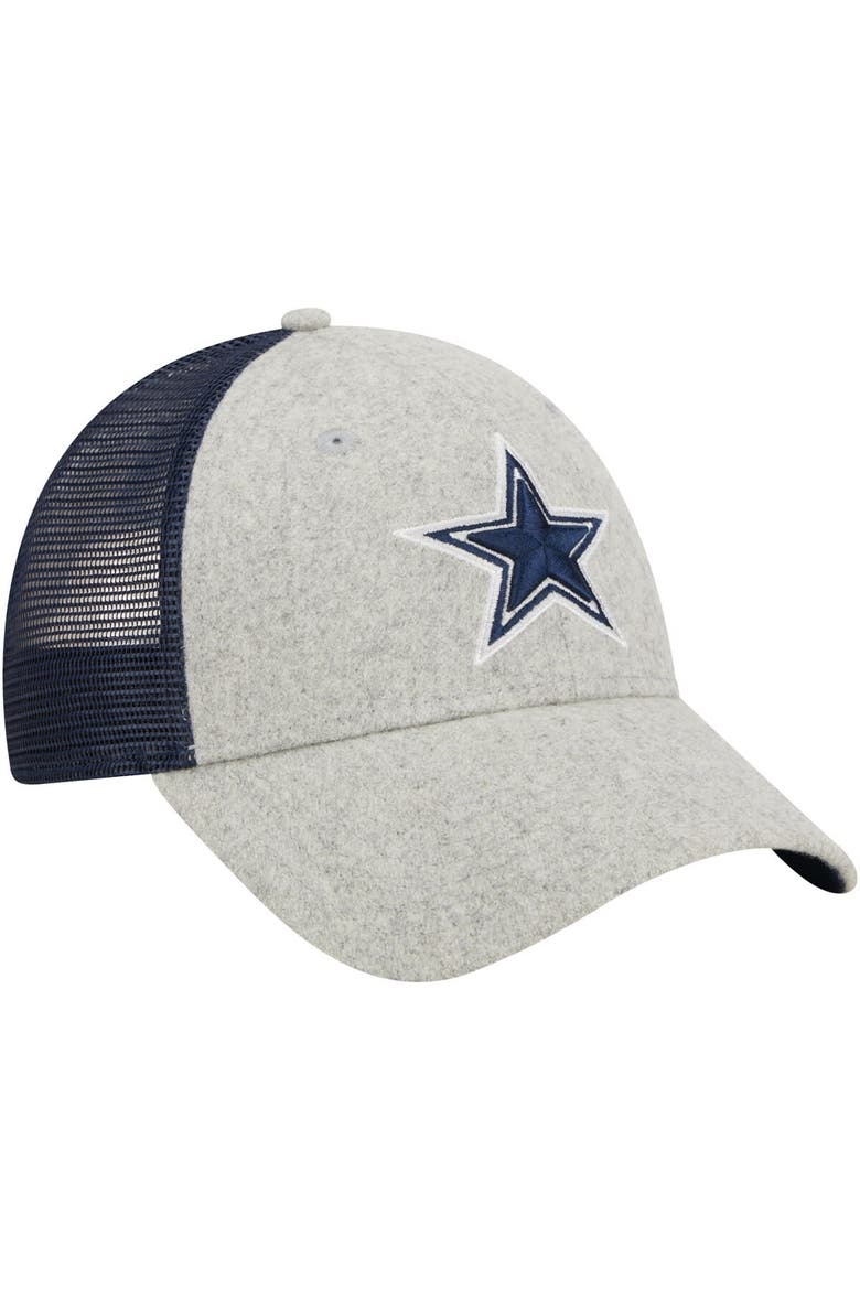 Men's New Era Heather Gray/Navy Dallas Cowboys Pop Trucker 9FORTY Adjustable Hat, Alternate, color, Heather Gray