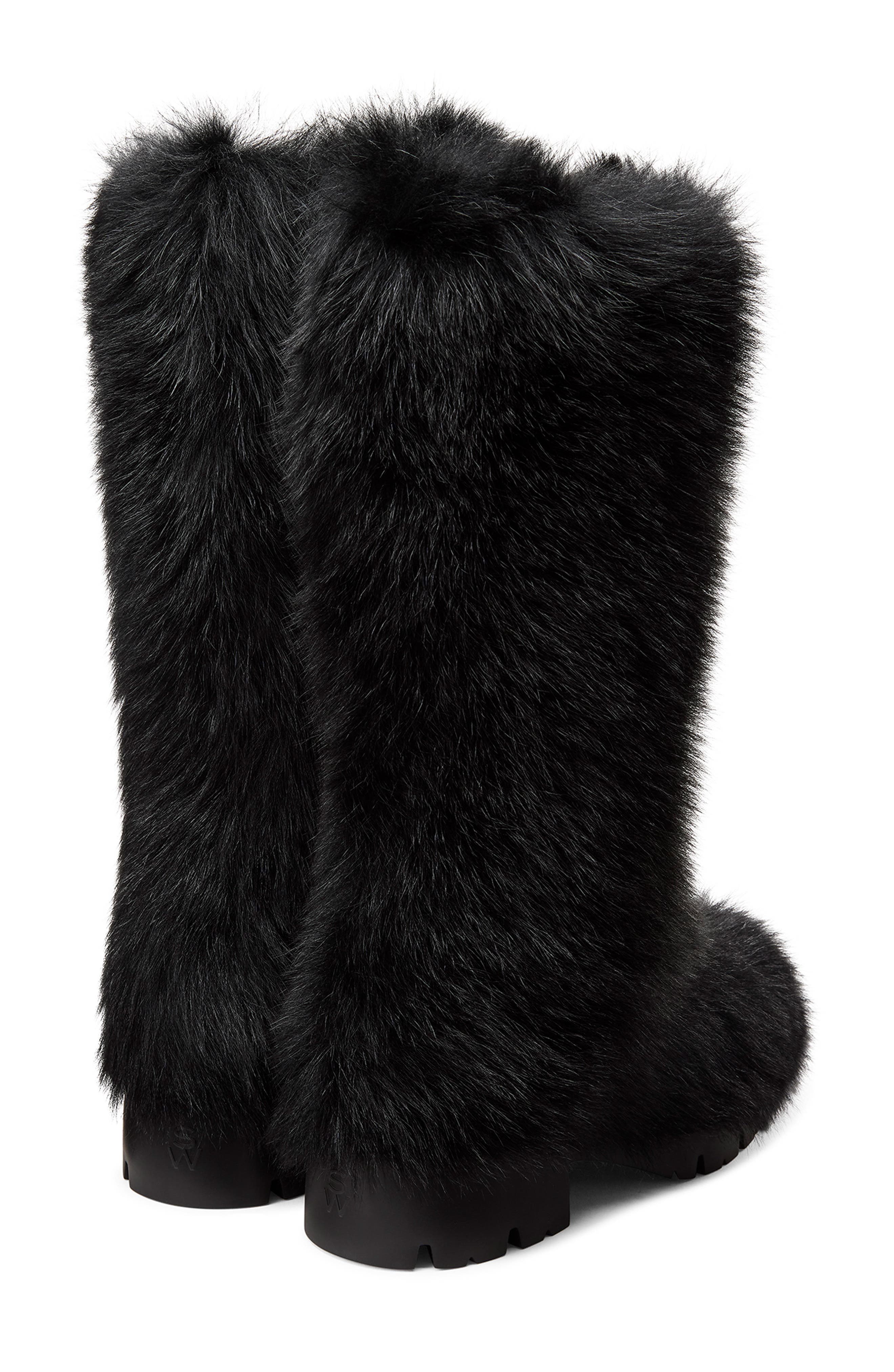 Stuart Weitzman Hudson Genuine Shearling Boot, Alternate, color, Black