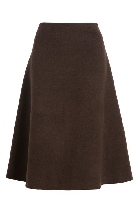 Vukina Double Face Wool & Lyocell Midi Skirt