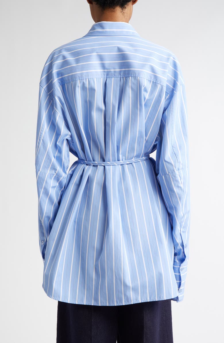 SPORTMAX Firma Stripe Oversize Cotton Button-Up Shirt, Alternate, color, Light Blue