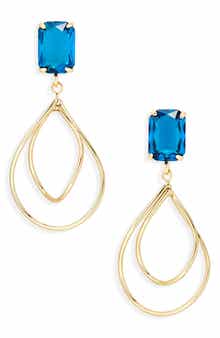 EYE CANDY LOS ANGELES Blue Crystal Drop Earrings