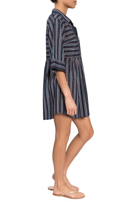Everyday Ritual Georgina Stripe Cover-up Minidress In Midnight Stripe