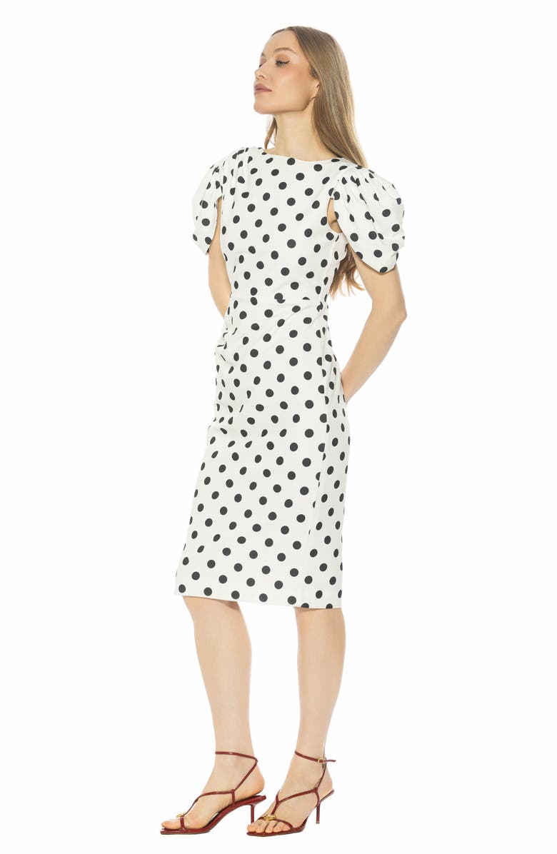 Alexia Admor Draped Shoulder Sheath Dress, Alternate, color, Ivory Polka