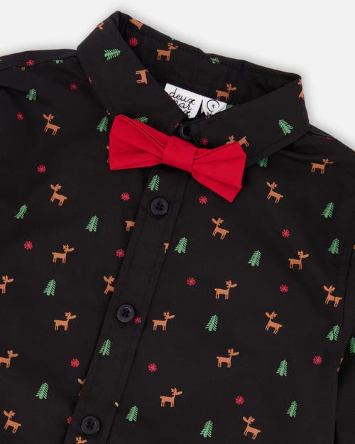 Deux Par Deux Poplin Shirt With Bow Tie In Black