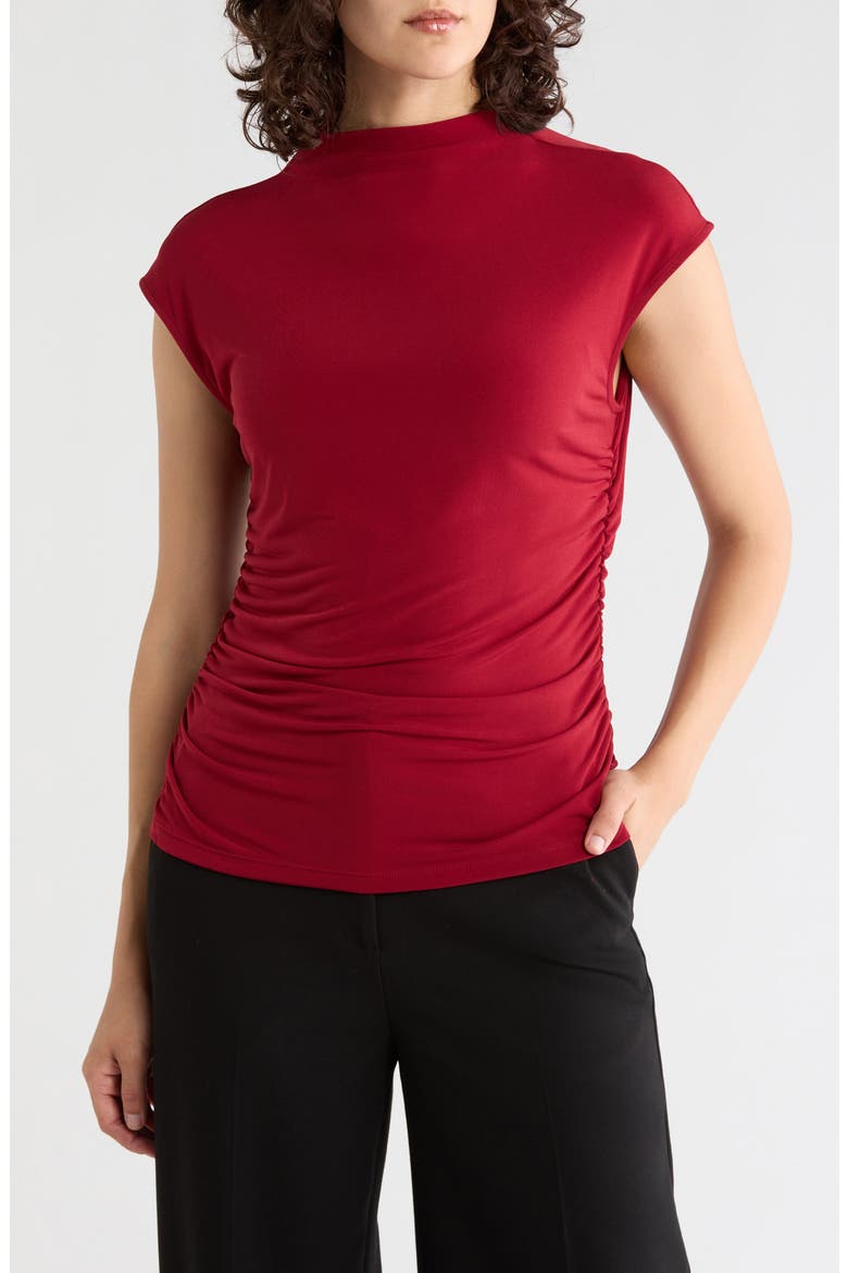 Funnel Neck Jersey Top, Main, color, RHYTHM RED