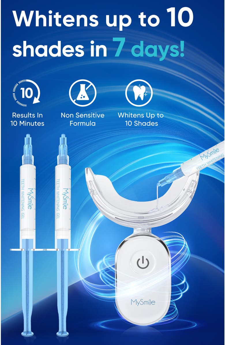 MySmile Teeth Whitening Kit with 28 LED Light, 22% CP Teeth Whitening Gel, Alternate, color, Deep Blue