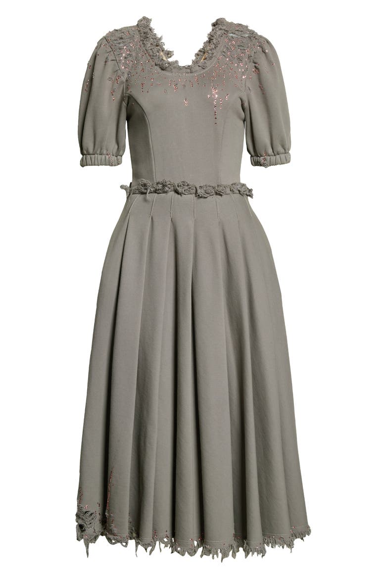 Crystal Embellished Puff Sleeve Dress, Alternate, color, GREY