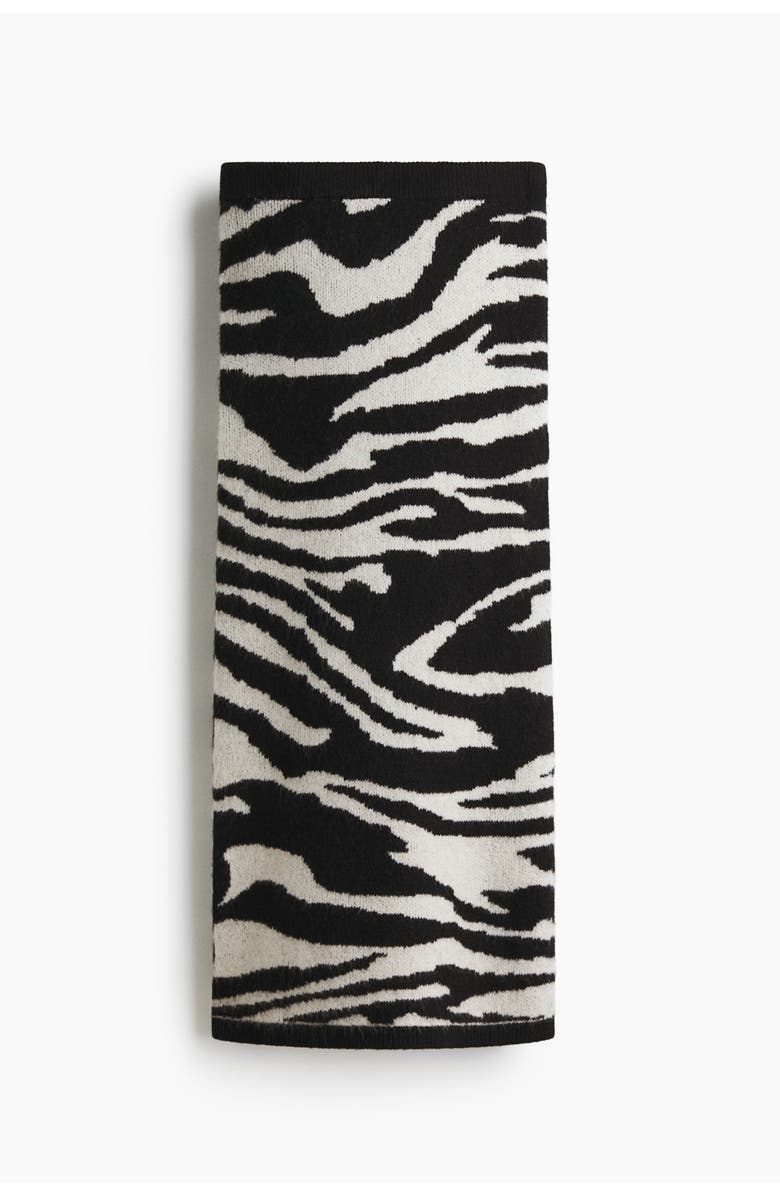 H&M Jacquard-knit Skirt, Main, color, Black/Zebra Print