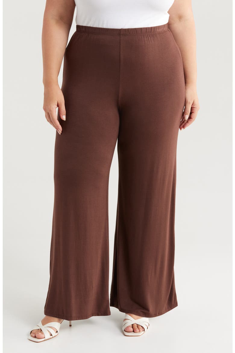 Elastic Waist Stretch Flare Pants, Main, color, BROWN