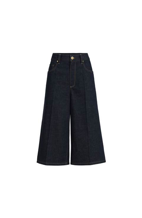 No-fade denim long Bermuda shorts