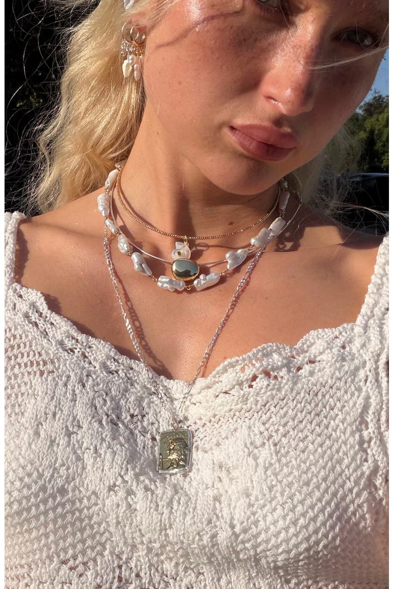 Windansea Freshwater Biwa Pearl Necklace, Alternate, color, GOLD