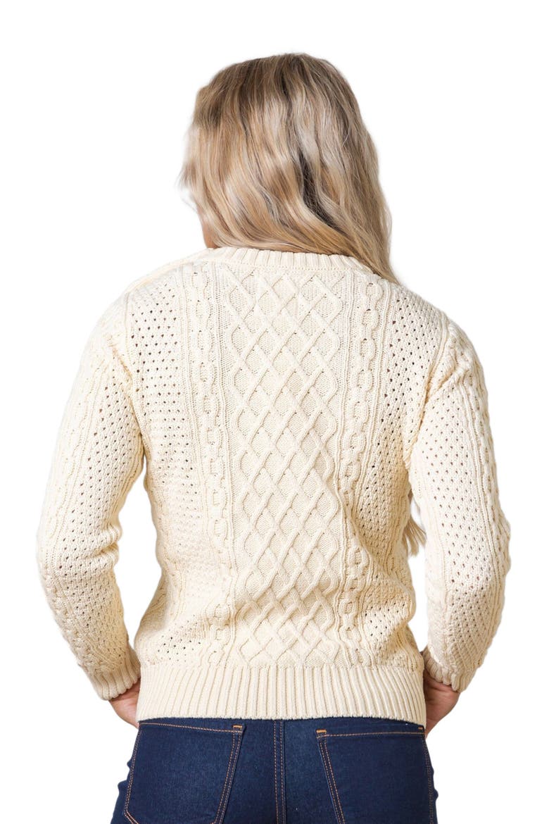Women's Organic Fisherman Sweater, Alternate, color, Ivory Fisherman