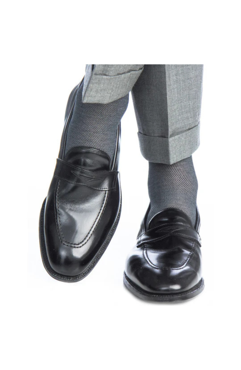 Trafalgar Noah Nail head Design Over The Calf Mercerized Cotton Socks, Alternate, color, Black And Grey