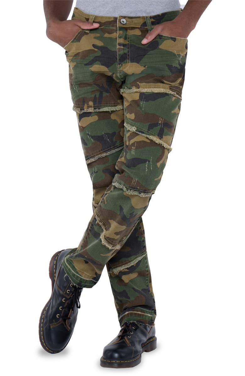 XRAY Camo Print Fringed Skinny Jeans, Alternate, color,