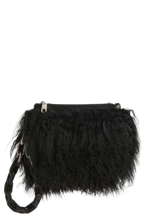 Targhetta Genuine Shearling Clutch