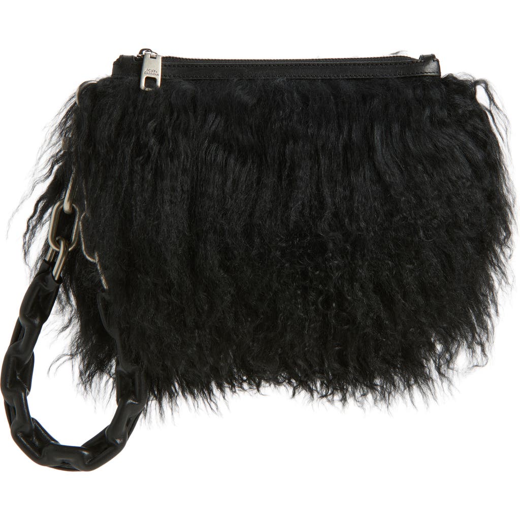 Dolce & Gabbana Dolce&gabbana Targhetta Genuine Shearling Clutch