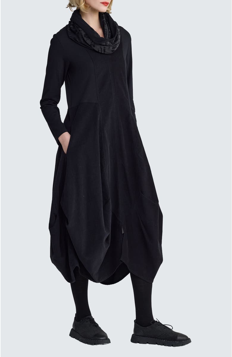 LUUKAA Tenebria Long Balloon Dress, Alternate, color, Black