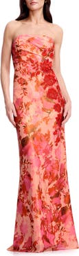 Dress the Population Kinley Floral Appliqué Strapless Gown